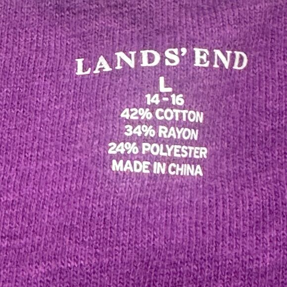 Lands End Sweater Womens Sz.L 14-16 Purple Longer Cow Neck 3/4 Sleeve Tunic - Picture 3 of 9